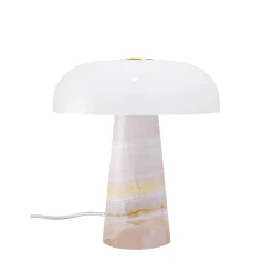 Pöytävalaisin Glossy, vaaleanpunainen/valkoinen, korkeus 24 cm, marmori/lasi