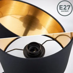 Pöytävalaisin Kari, musta/kultainen, korkeus 33 cm, tekstiili, E27