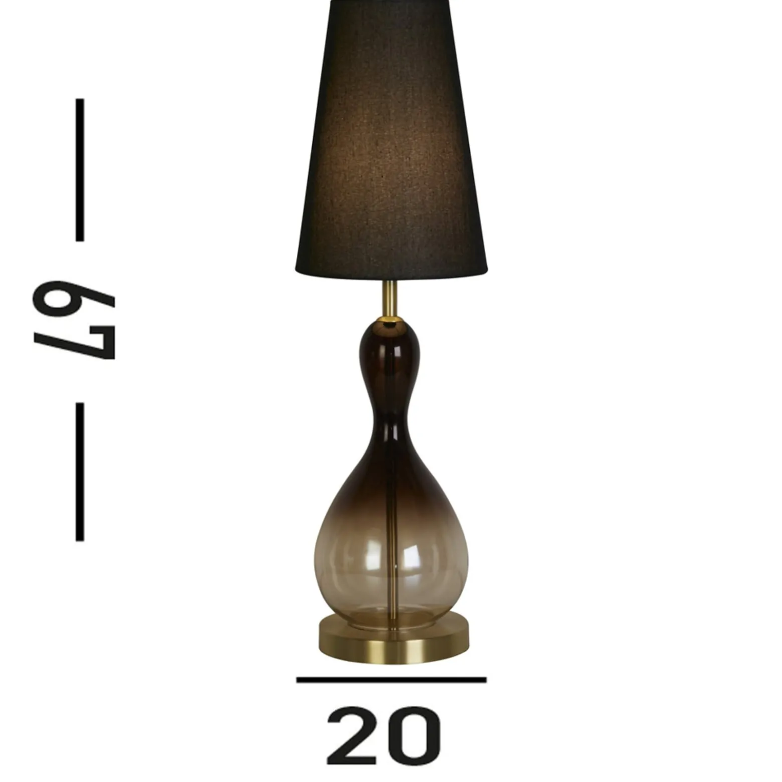 Pöytävalaisin Marakesh musta/savunharmaa korkeus 67 cm tekstiili/lasi