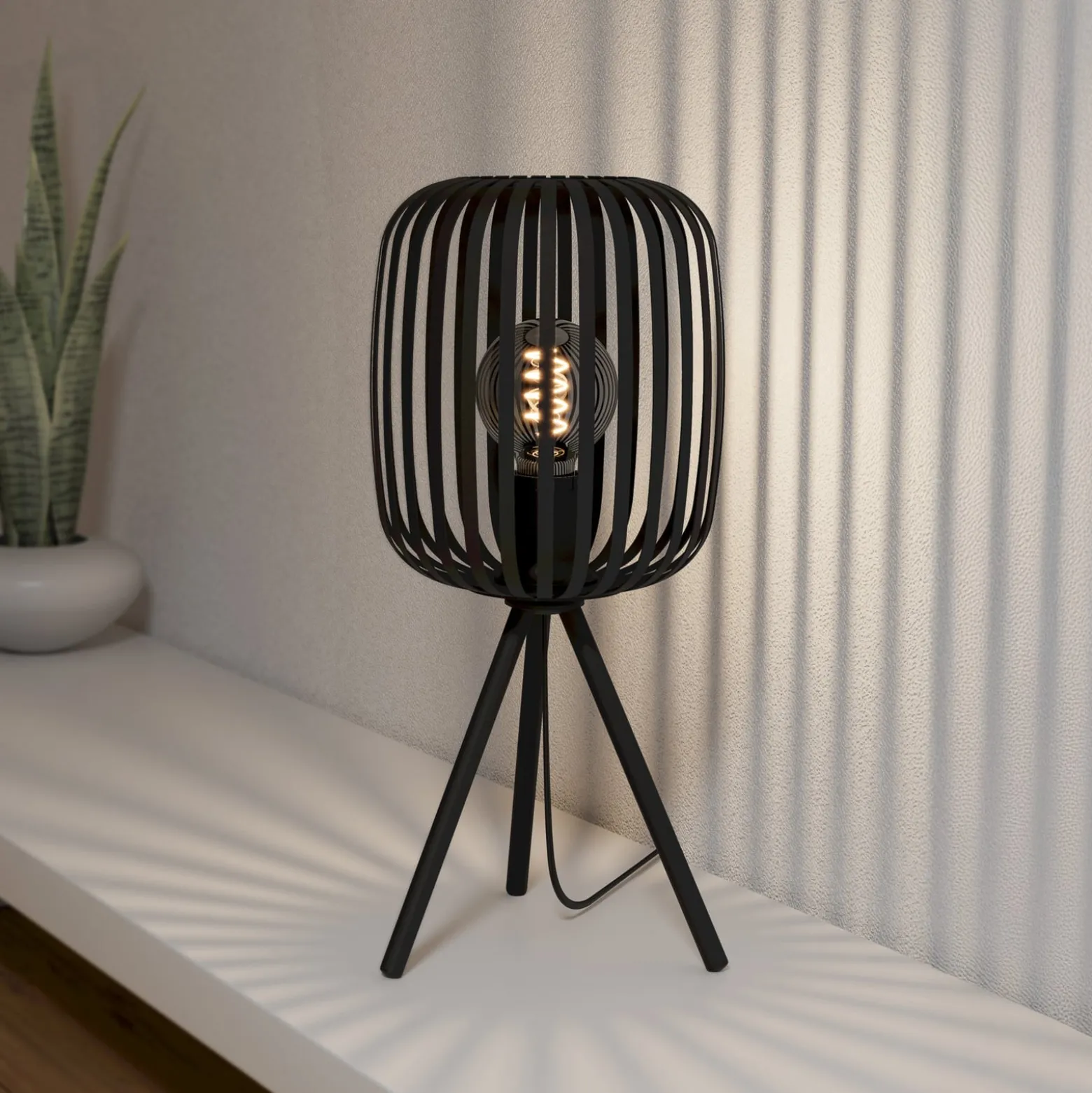 Pöytävalaisin Romazzina, musta, korkeus 44 cm, metalli, E27