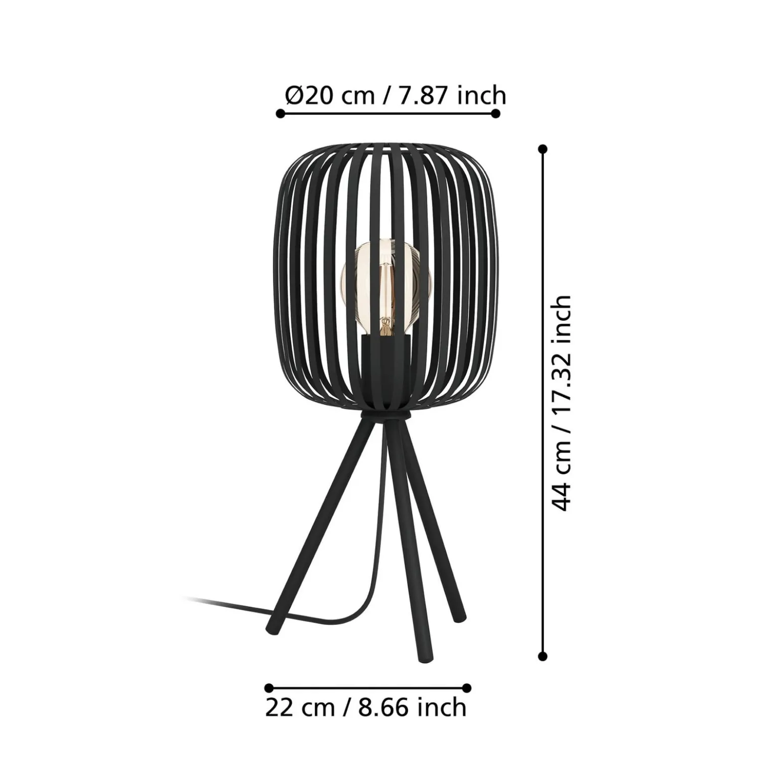 Pöytävalaisin Romazzina, musta, korkeus 44 cm, metalli, E27