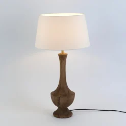 Pöytävalaisin SUBASIO, luonnonväri/écru, korkeus 50 cm, mangopuu, E27