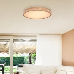 Rainer LED-kattovalaisin, Ø 60 cm, puuefekti, metalli, CCT
