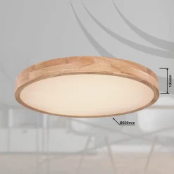 Rainer LED-kattovalaisin, Ø 60 cm, puuefekti, metalli, CCT