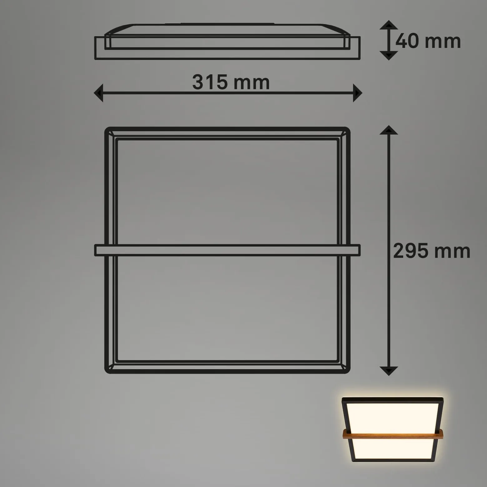 Remsa LED-kattovalaisin, 29x31,5 cm, muovia, musta