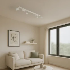 Rengaskattovalaisin, beige, pituus 117 cm, teräs, 6 valoa.
