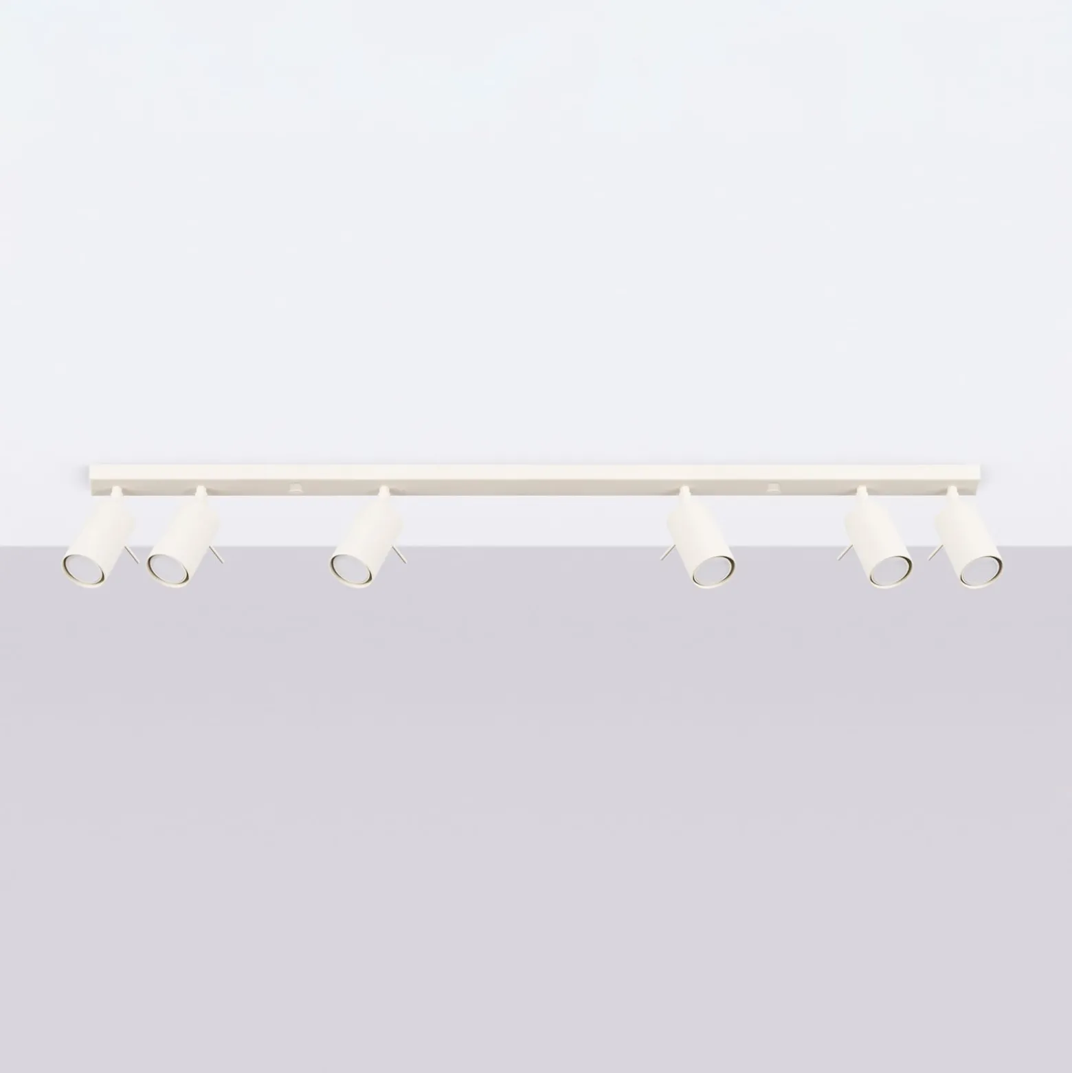 Rengaskattovalaisin, beige, pituus 117 cm, teräs, 6 valoa.
