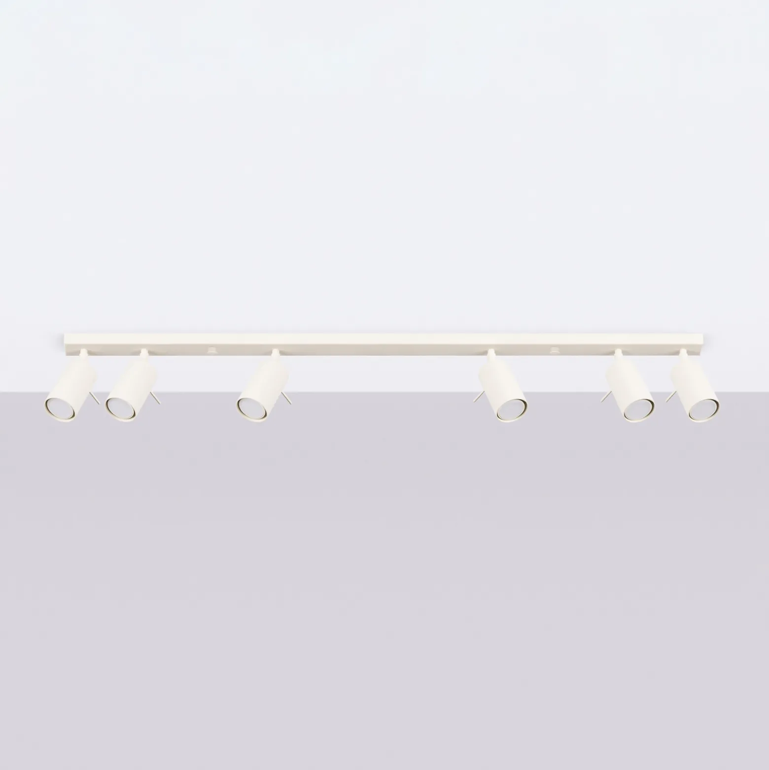 Rengaskattovalaisin, beige, pituus 117 cm, teräs, 6 valoa.