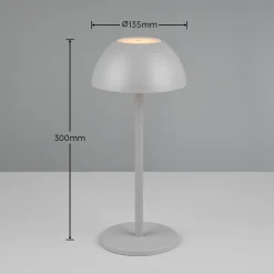 Ricardo ladattava LED-pöytävalaisin, harmaa, korkeus 30 cm, muovia