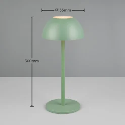 Ricardo ladattava LED-pöytävalaisin, vihreä, korkeus 30 cm, muovia