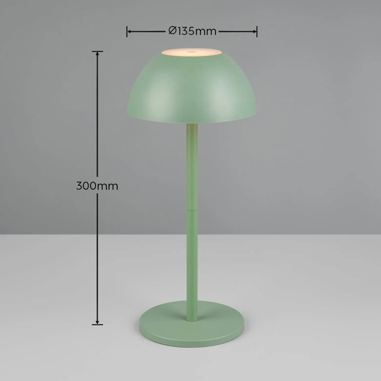 Ricardo ladattava LED-pöytävalaisin, vihreä, korkeus 30 cm, muovia