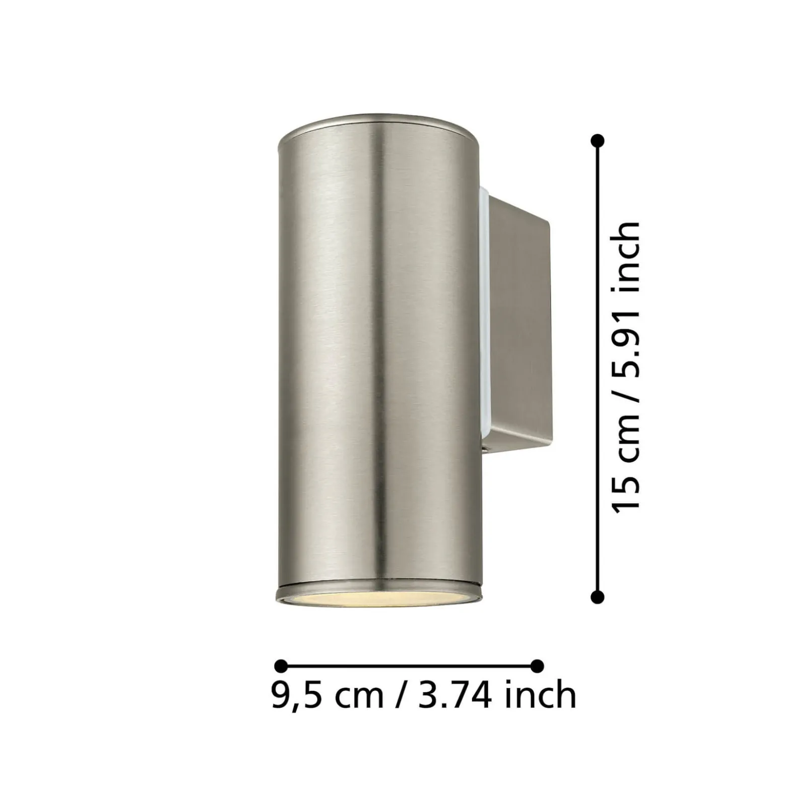 Riga-seinälamppu, ruostumaton teräs, korkeus 15 cm, ruostumaton teräs