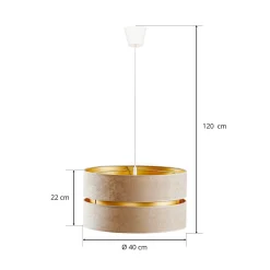 Riippuvalaisin Duo, beige/kulta, Ø40cm, 1-lamppuinen