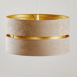 Riippuvalaisin Duo, beige/kulta, Ø40cm, 1-lamppuinen