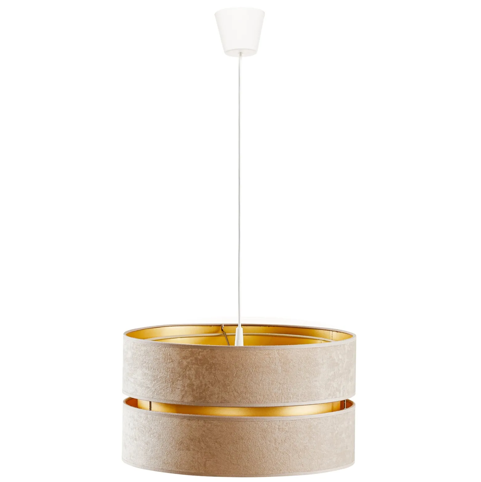 Riippuvalaisin Duo, beige/kulta, Ø40cm, 1-lamppuinen