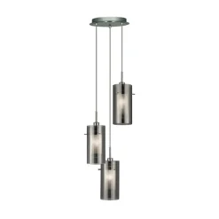 Riippuvalaisin Duo 2 savulasi/kromi pyöreä 3-lamp.