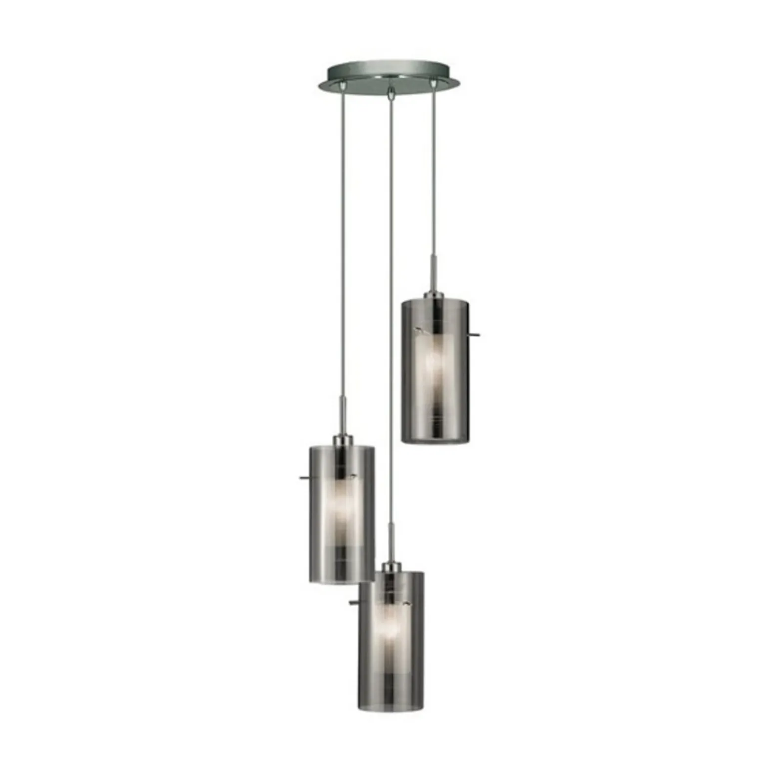 Riippuvalaisin Duo 2 savulasi/kromi pyöreä 3-lamp.