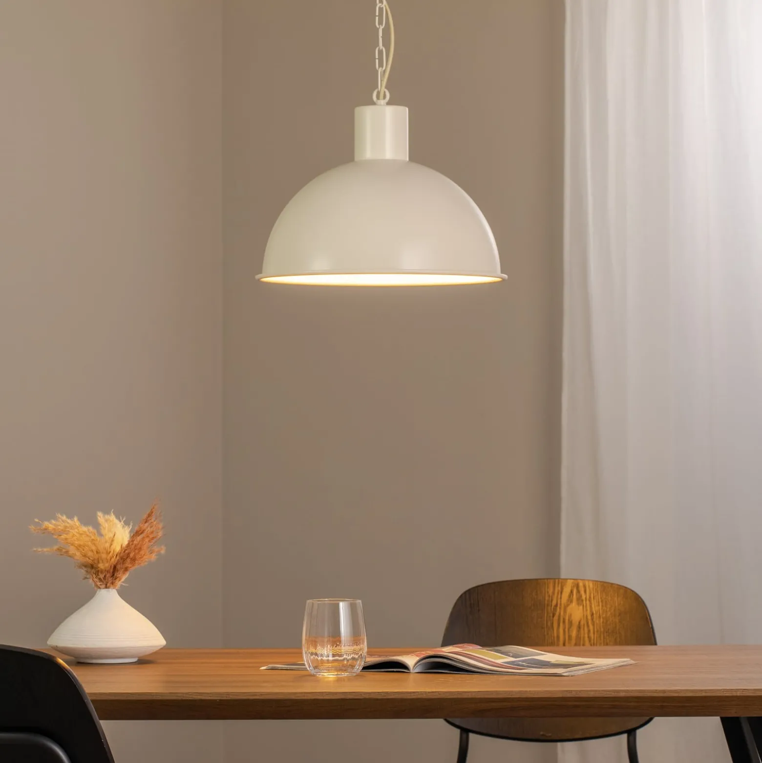 Riippuvalaisin Emoti, beige, 1-lamppuinen, Ø 38 cm