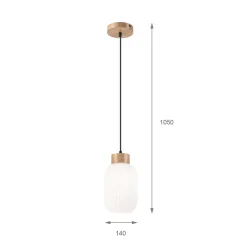Riippuvalaisin Harmony, Ø 14 cm, valkoinen/tammi, lasi/puu