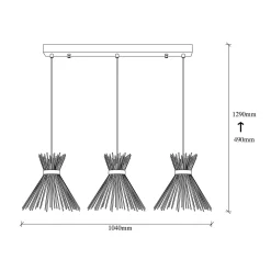 Riippuvalaisin Kirpi 3089 3-fg. lineaarinen Ø34cm kultainen