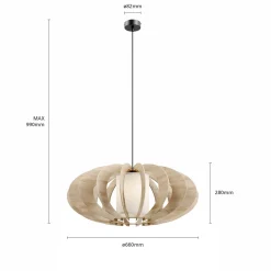 Riippuvalaisin Modern A L puusäleillä, Ø 60 cm