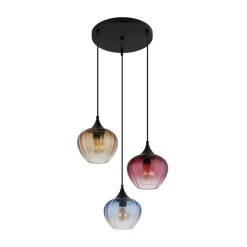 Riippuvalaisin Sander, Ø 45 cm, värikäs, lasi, 3-lamppuinen.