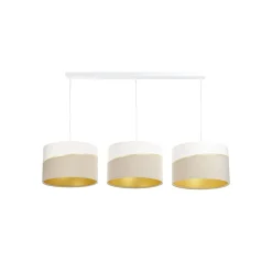 Riippuvalaisin Susan, 3-lamppuinen, valkoinen/beige/kulta