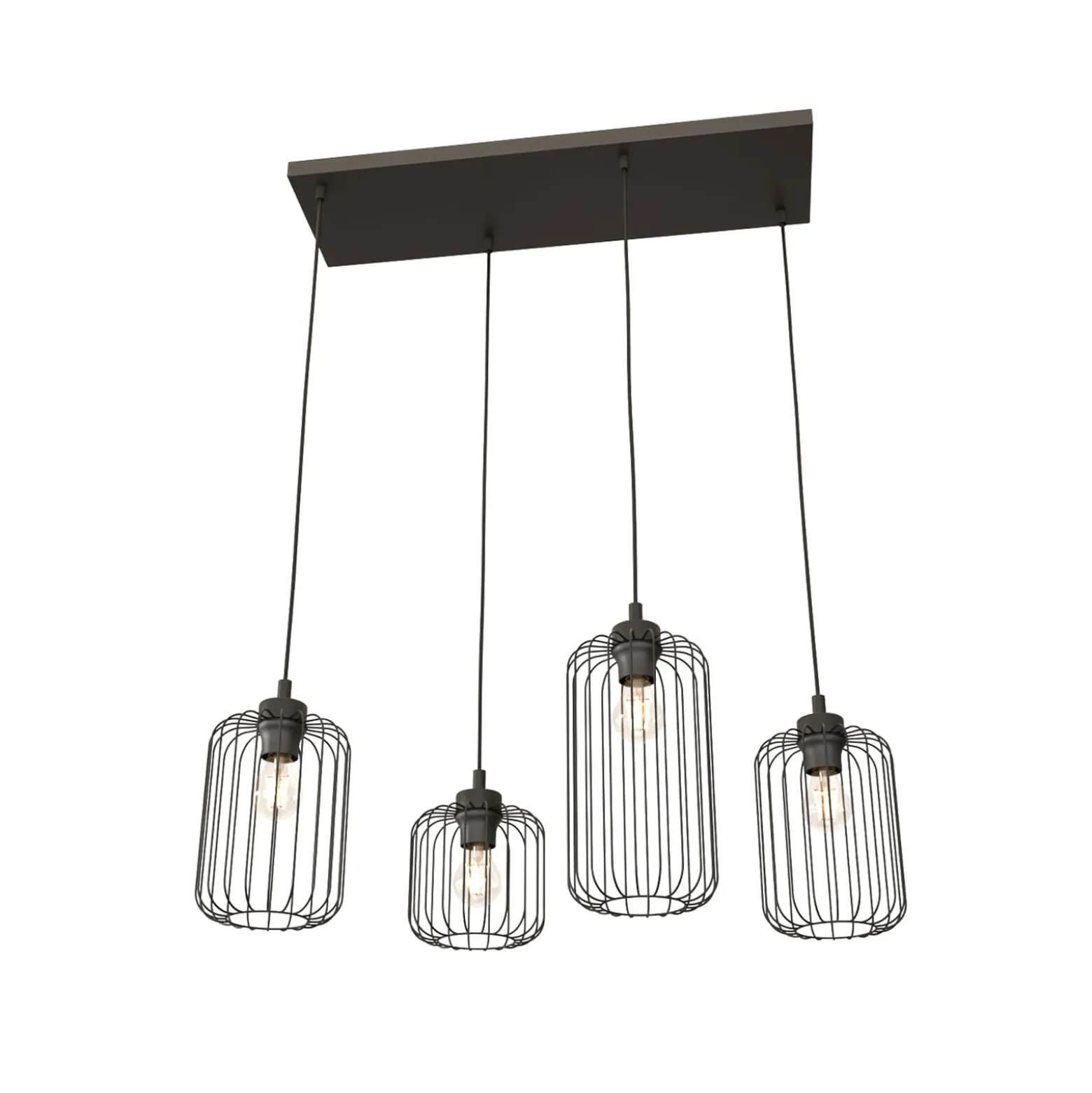 Riippuvalaisin Vander, 4-lamppuinen, 70 cm, musta, metalli, E27