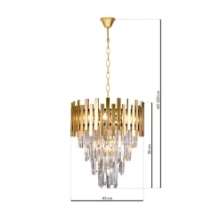 Riippuvalo Aspen metalli, kullattu lasikristallit, korkeus 50 cm