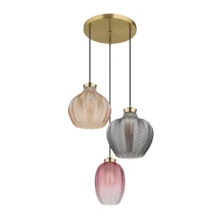 Riippuvalo Jessica, Ø 45 cm, värikäs, 3-lamppuinen, lasia