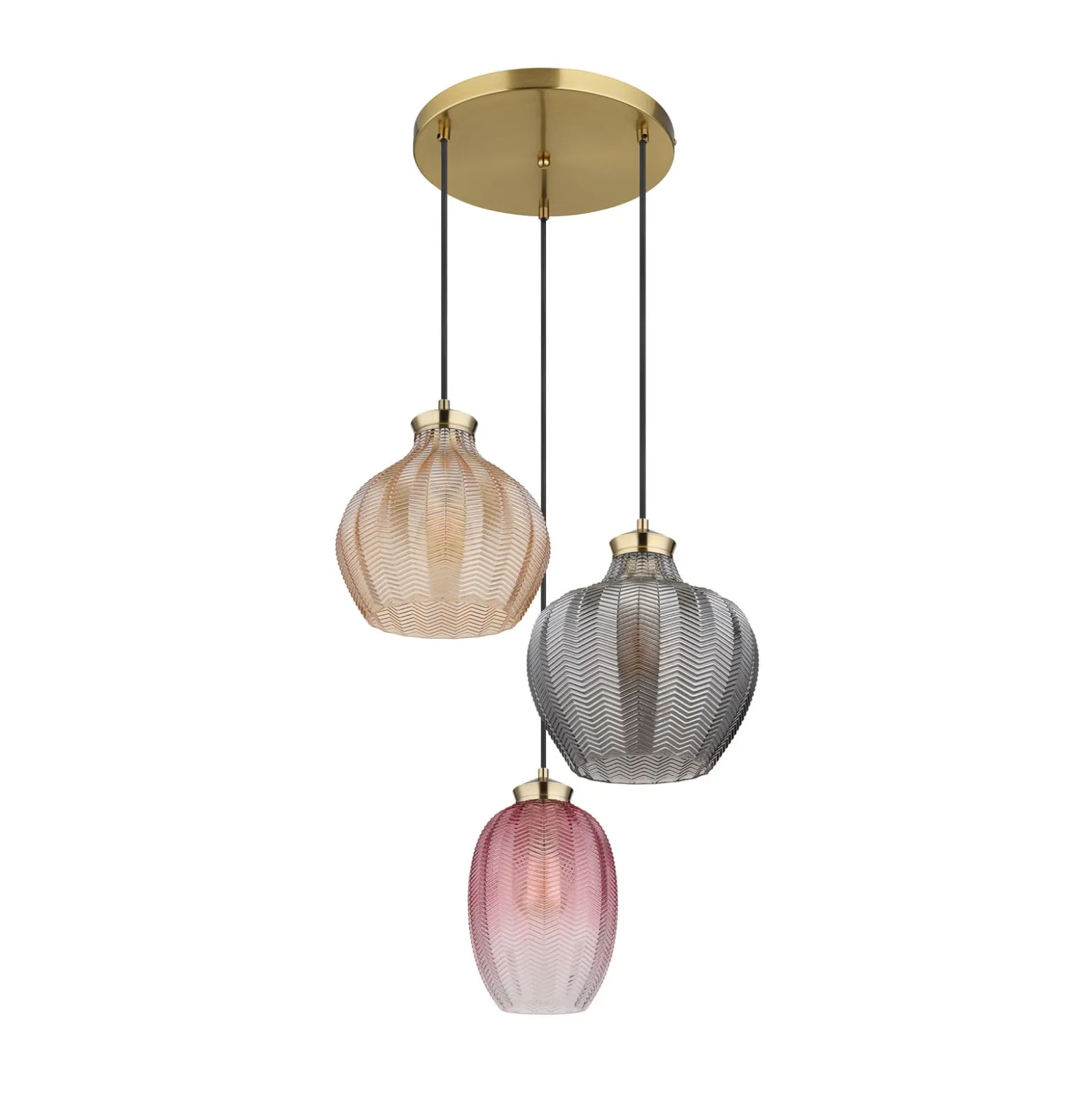 Riippuvalo Jessica, Ø 45 cm, värikäs, 3-lamppuinen, lasia