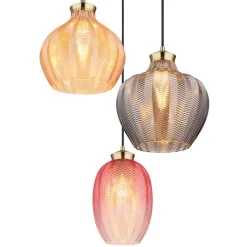 Riippuvalo Jessica, Ø 45 cm, värikäs, 3-lamppuinen, lasia