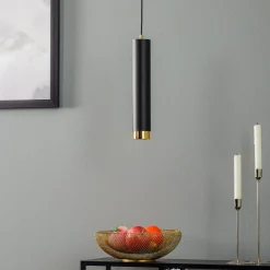 Riippuvalo Kumo pitkä musta/kulta 1-lamppuinen