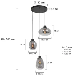 Riippuvalo Reflexion, 3-lamppuinen, Ø40 cm