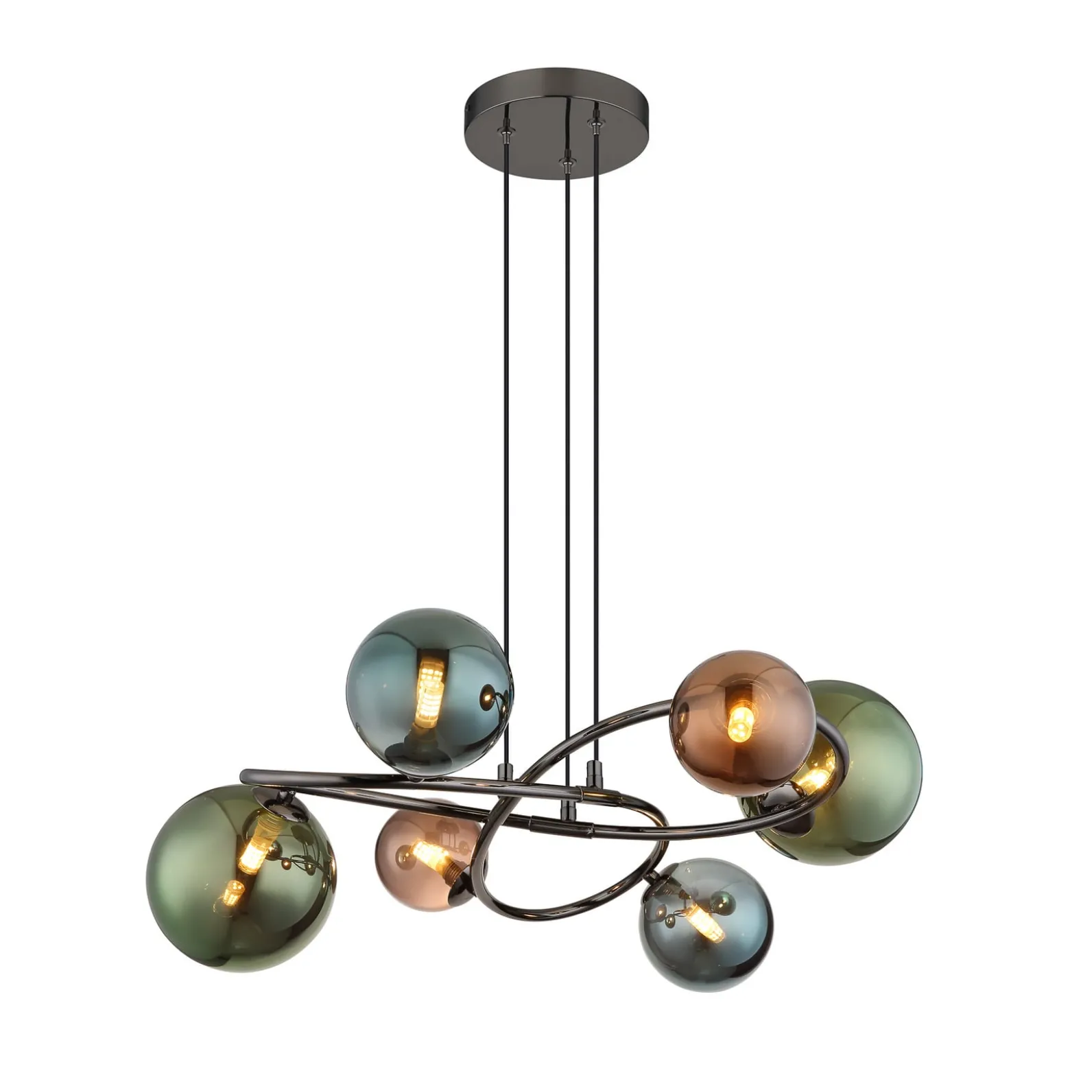 Riippuvalo Riha, Ø 65 cm, värikäs, lasi/metalli, 6-lamppuinen.