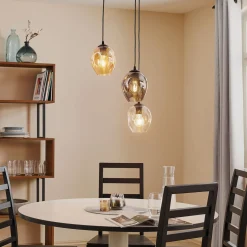 Riippuvalo Starla, lasi grafiitti/keltainen/kirkas, 3-lamppuinen, pyöreä