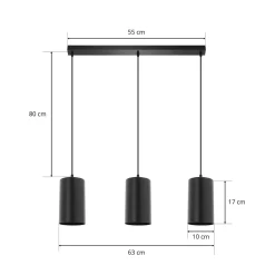 Riippuvalo ZW Tube 170, 3-lamppuinen, musta