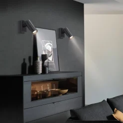 RIK-seinäkohdevalaisin, musta, 1-lamppuinen, 20 cm, metallia, GU10-LED