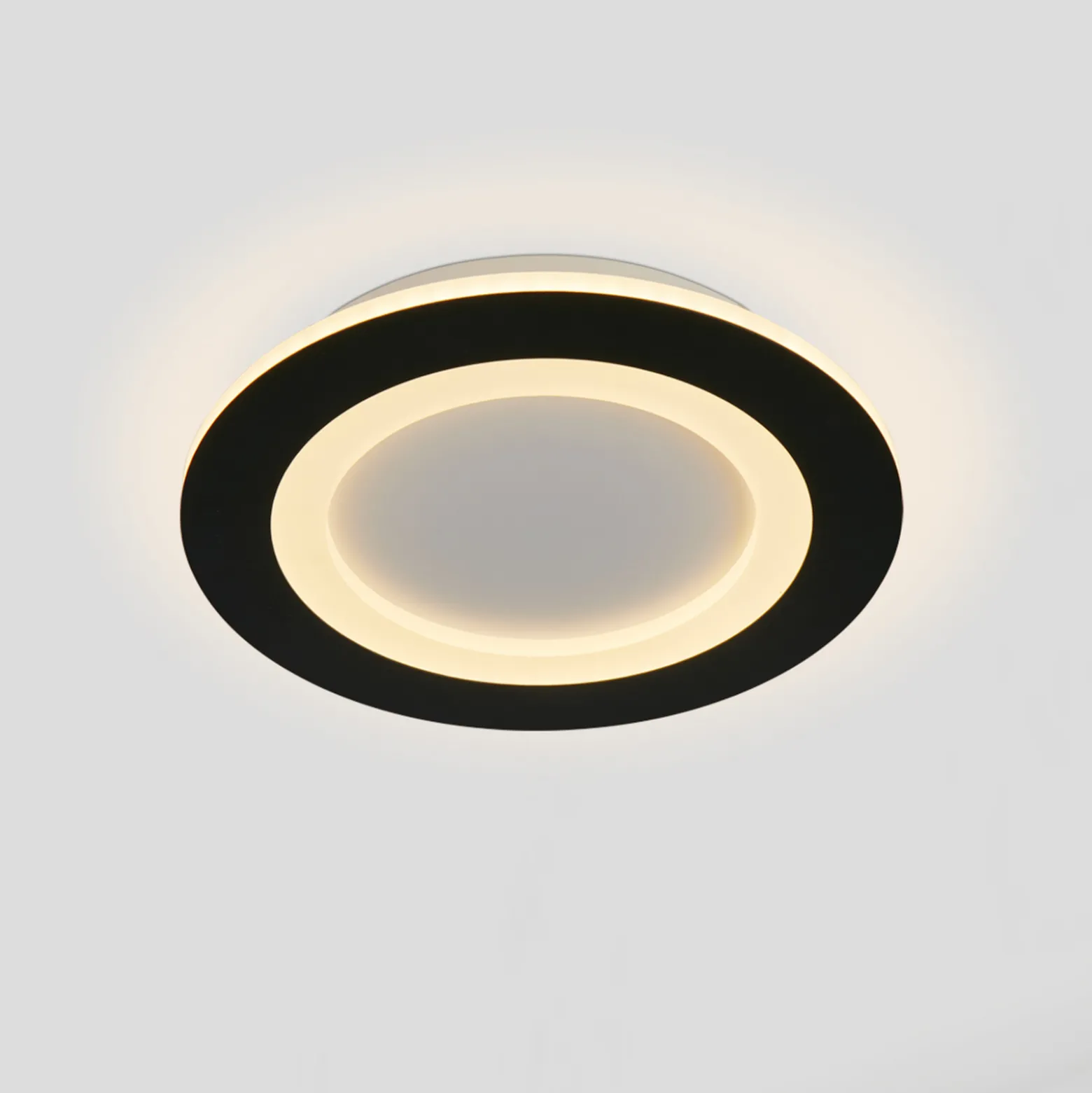 Ringo-LED-kattovalaisin, halkaisija 39 cm, musta/valkoinen, rauta/akryyli, CCT