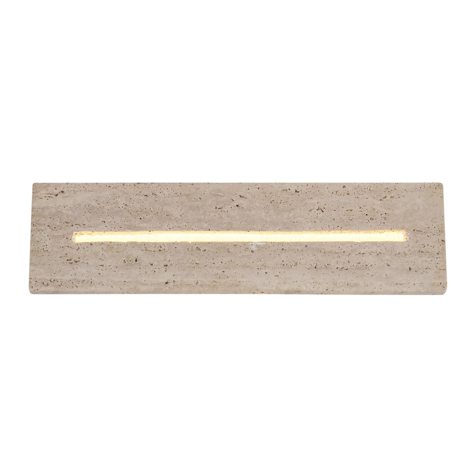 Rojas-LED-seinävalaisin, beige/valkoinen, travertiini, leveys 40 cm
