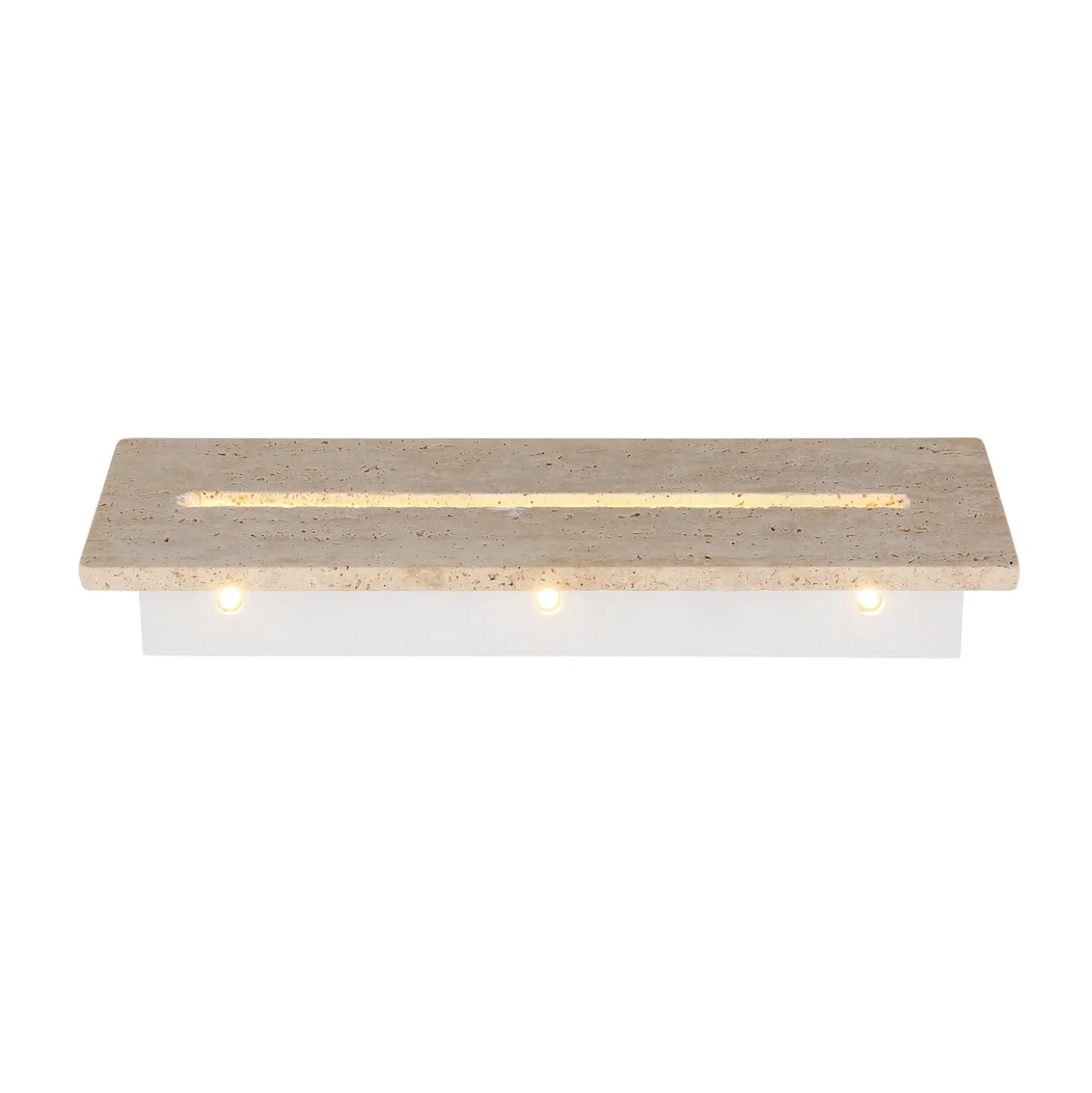 Rojas-LED-seinävalaisin, beige/valkoinen, travertiini, leveys 40 cm