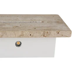 Rojas-LED-seinävalaisin, beige/valkoinen, travertiini, leveys 40 cm