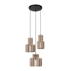 Rollo-riippuvalo, taupe, Ø 50 cm, kangas/metalli/lasi, 3-lamppuinen.