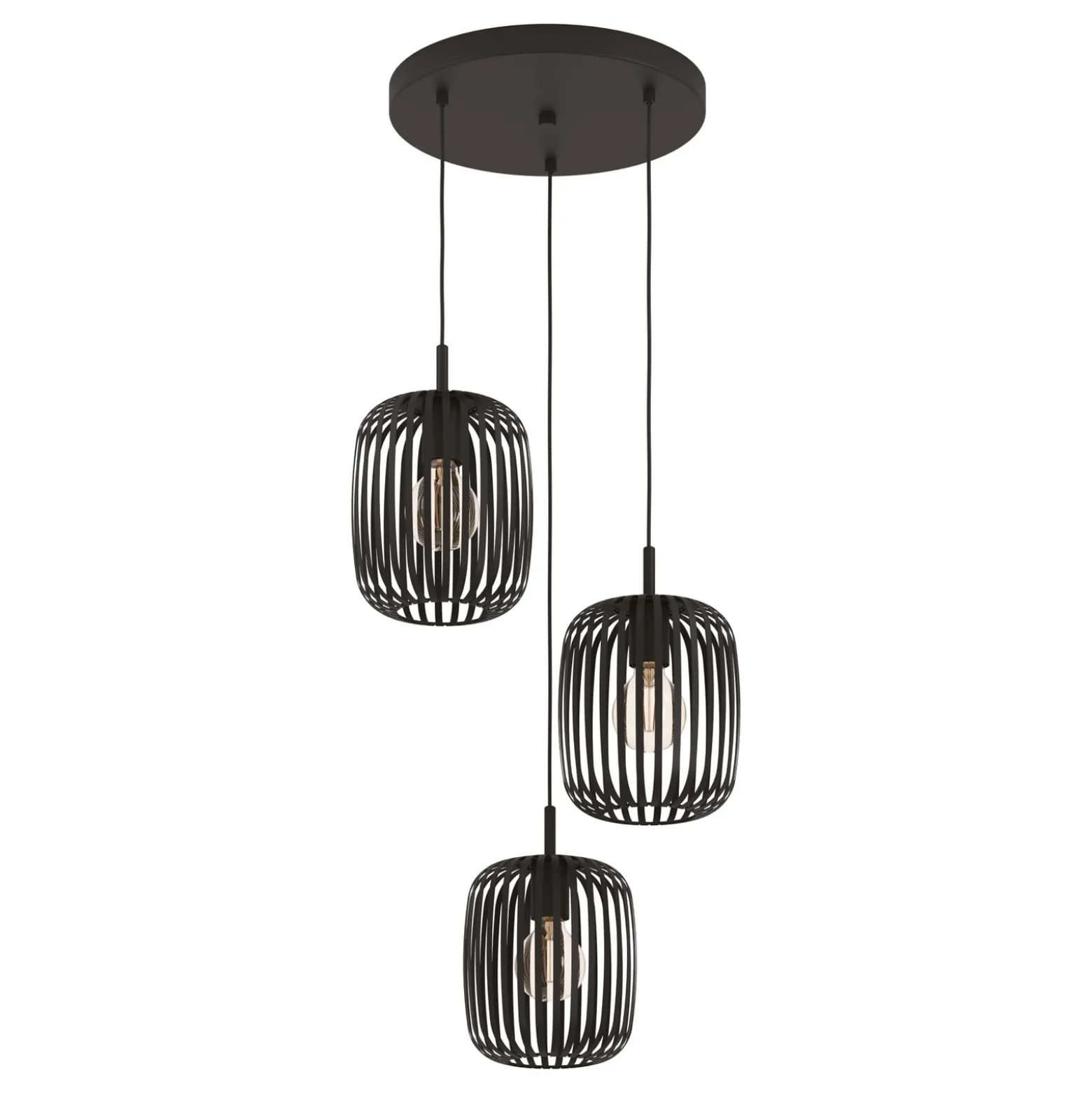 Romazzina-riippuvalaisin, Ø 46 cm, musta, 3-valo, teräs