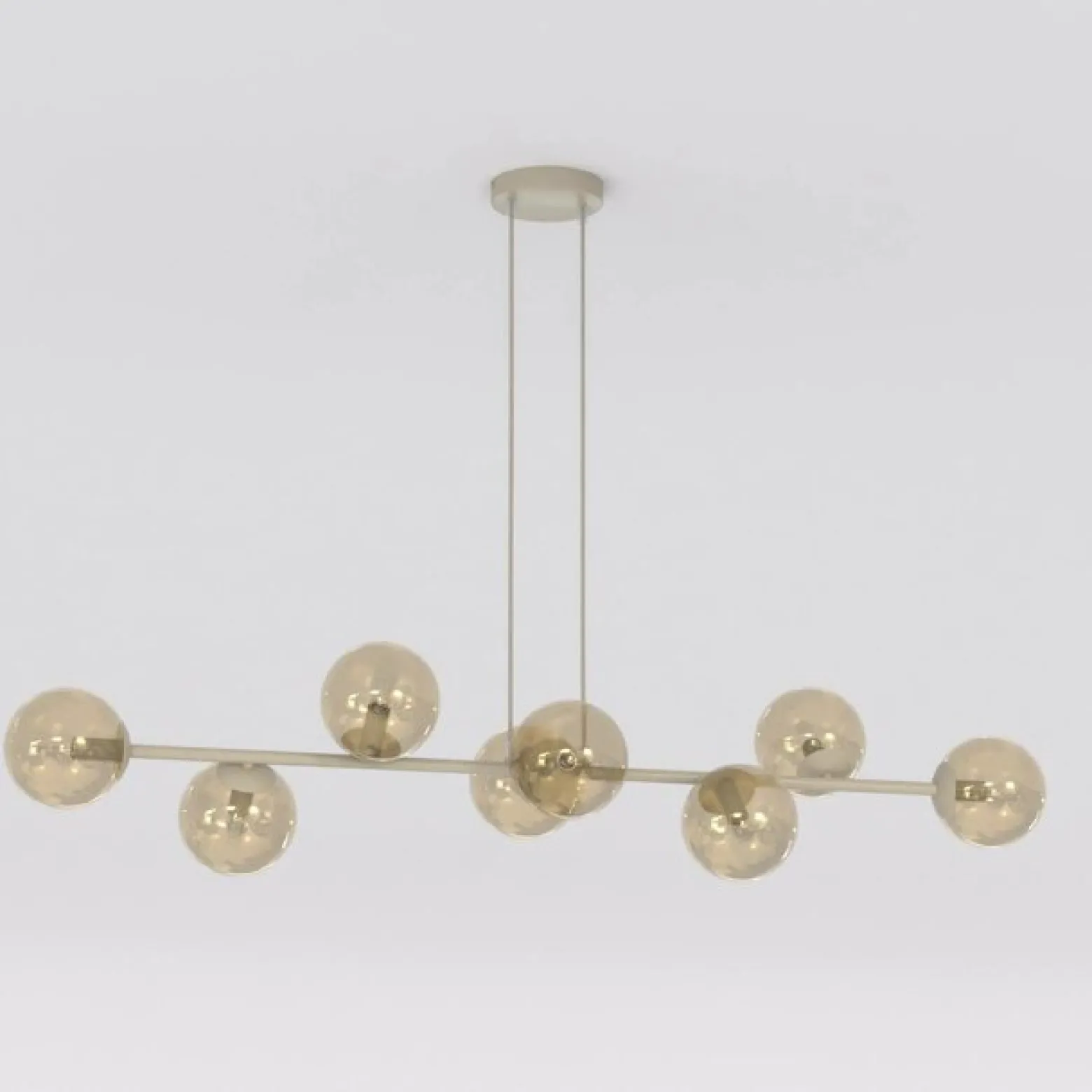 Rossi-riippuvalaisin, beige, pituus 130 cm, 8-lamppuinen, lasi/metalli