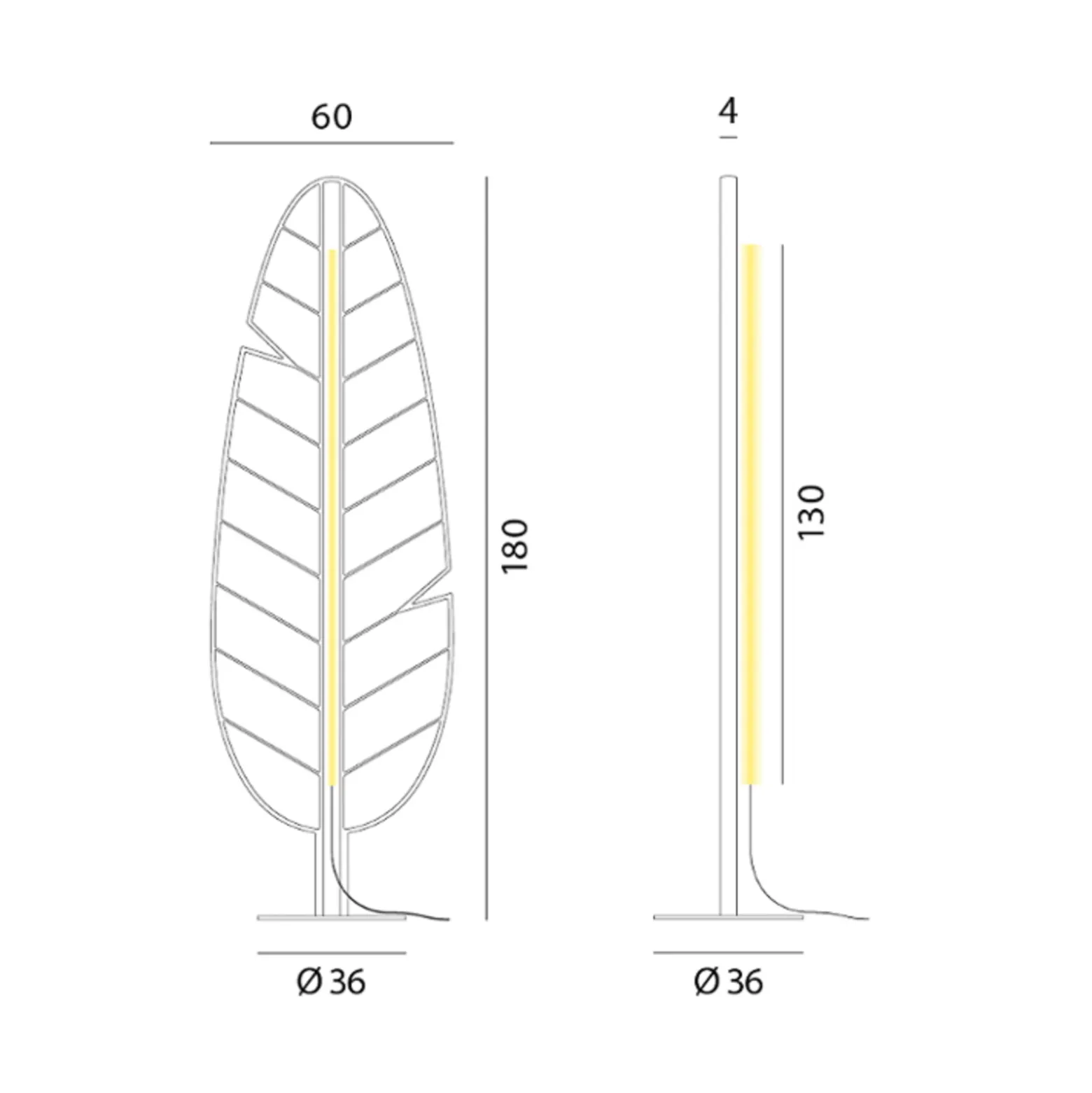 Rotaliana Eden Banana LED-lattiavalaisin, harmaa