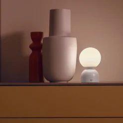 RUDI-LED-akkukäyttöinen pöytävalaisin, beige, korkeus 20 cm, CCT,