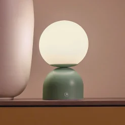 RUDI-LED-akkukäyttöinen pöytävalaisin, vihreä, korkeus 20 cm, CCT,