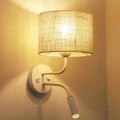 Rullaseinävalaisin, juutti, valkoinen/beige, lukuvalot, lukuvalo