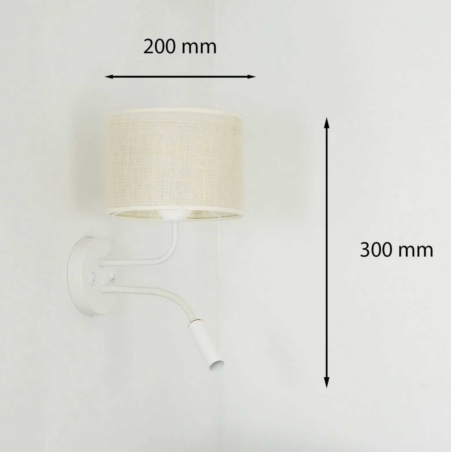 Rullaseinävalaisin, juutti, valkoinen/beige, lukuvalot, lukuvalo